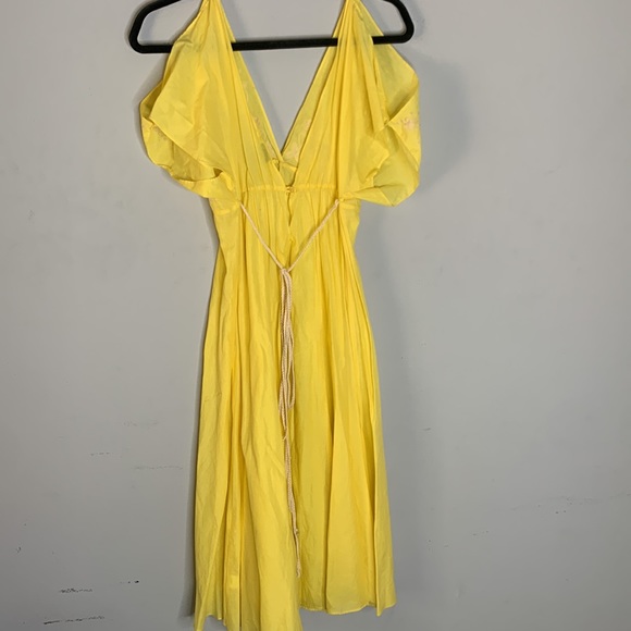 Miguelina yellow embroidered beachy dress cover up S - Picture 7 of 7